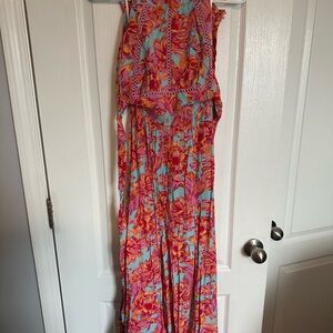Anthropologie Abel the Label Smocked Floral Halter Maxi Dress